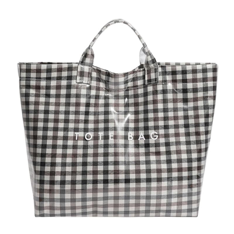 Image of Lushandy Striped PVC Tote Bag for Women, Waterproof Plastic Tote Bag for Beach Pool Large Top Handle Travel Hobo Handbag | Waterproof Material
