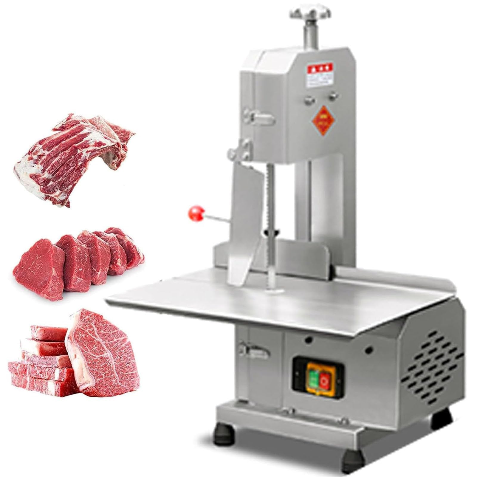 TIANQIHAO Electric Meat Cutter,Bone Sawing Machine 750W, High Power Stainless Steel Band Saw For Meat And Bone Cutting,Tabletop Meat Bone Band Saw,For Fish,Beef