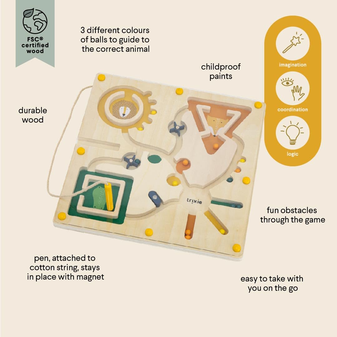 Trixie Wooden Magnetic Maze, FSC Certified Wood, Activity Toy for Kids - Image 2
