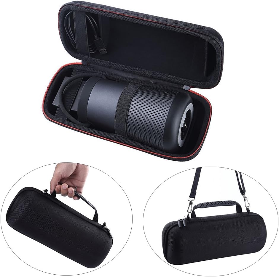 EVA Hard Case for Bose SoundLink Revolve Plus Bluetooth Speaker Travel Protective Carry Cover Case Speaker Pouch Bag ,with Extra Space for USB Cable and Charger, with Belt