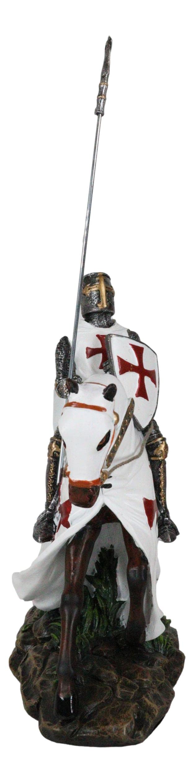 Ebros Gift Holy Wars Figurine de chevalier croisé anglais avec lance sur cheval blindé 20,3 cm de haut