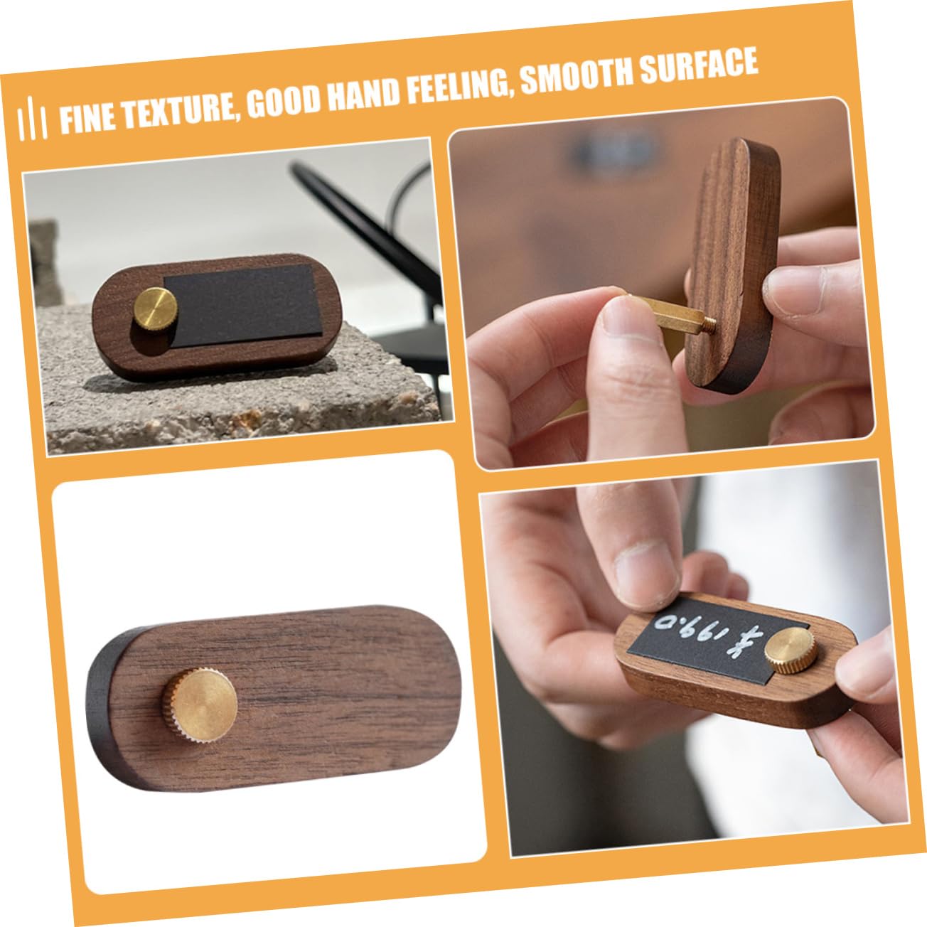 ARTIBETTER 5 Set Cartellino Del Prezzo in Legno In Piedi Vendita Per Display Stand Titolari Di Tag Piccolo Etichetta Tag Etichetta Counta Top Porta Cartelli Espositivi Rame Caffè 2 Pezzi * 5