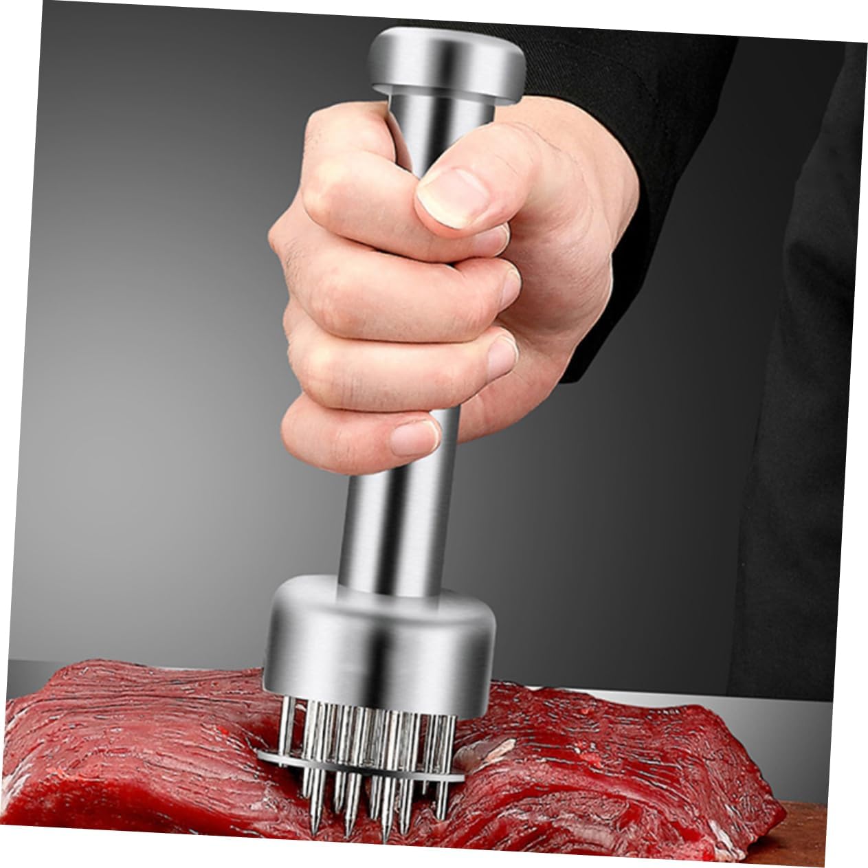 Amosfun 304 Stainless Steel Meat Tenderizer Tool for Steak and Poultry Professional Meat Loosening Machine Ergonomic Handle for Kitchen Use