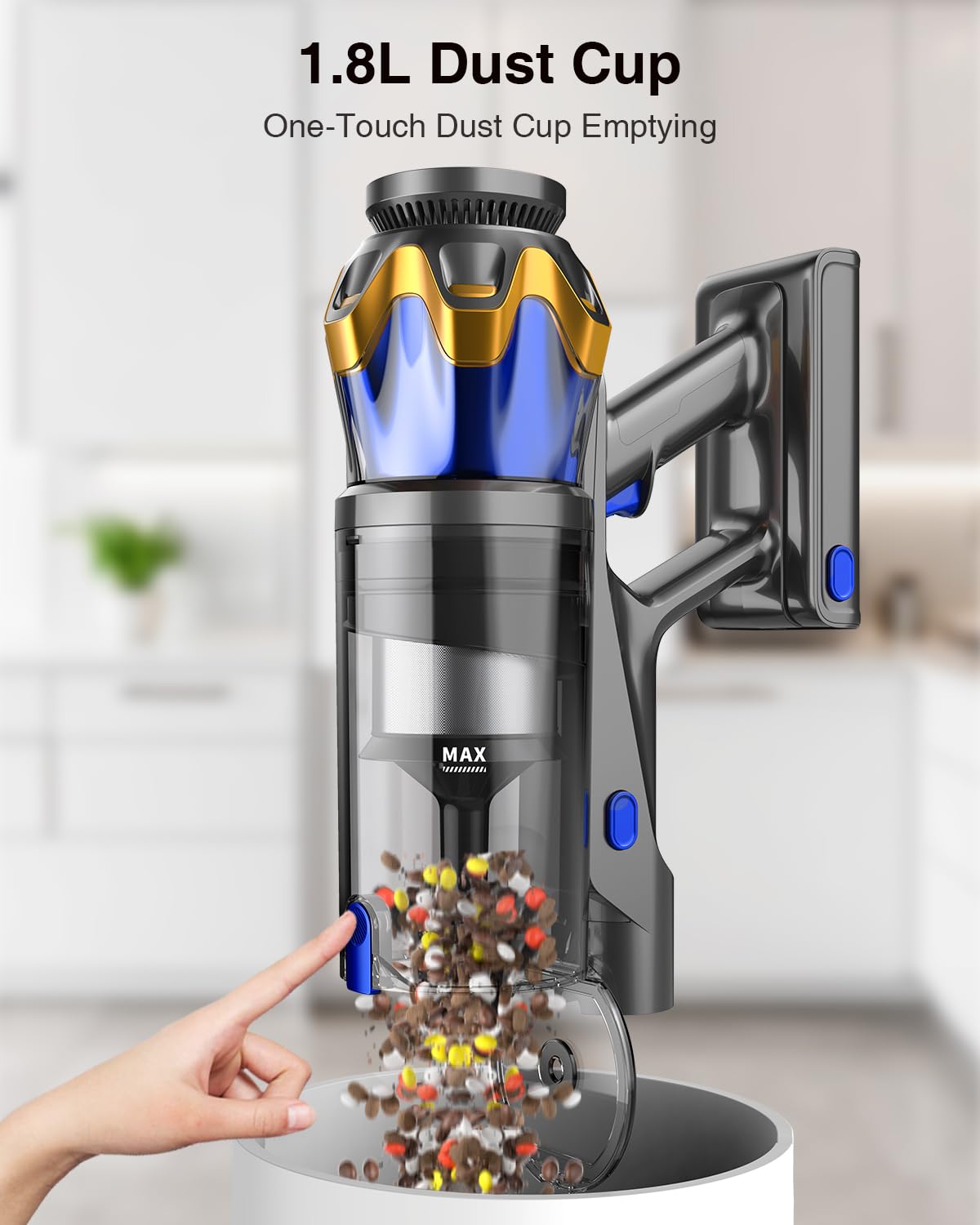 Cordless Vacuum Cleaner, Upgraded 650W 55KPA 70Mins Vacuum Cleaners with Self-Standing and Touch Screen, Anti-Tangle, Rechargeable Vacuum, Stick Vacuum for Pet Hair, Carpets, Hard Floors & Car — view 7