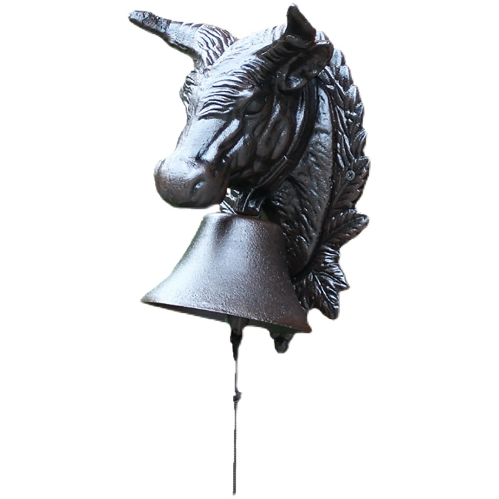 Lqdpdoor knocker Wall Hanging Doorbell for Outdoor Garden Decor, Heavy Duty Foundry Iron Bull Head with Crisp Ringtones, Easy to Install