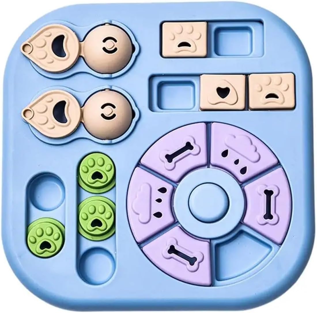 Interactive Dog Puzzle Toy - Slow Feeder and Treat Dispenser for Dogs and Cats - Engaging Pet Training Toy with Non-Slip Base(Blue)