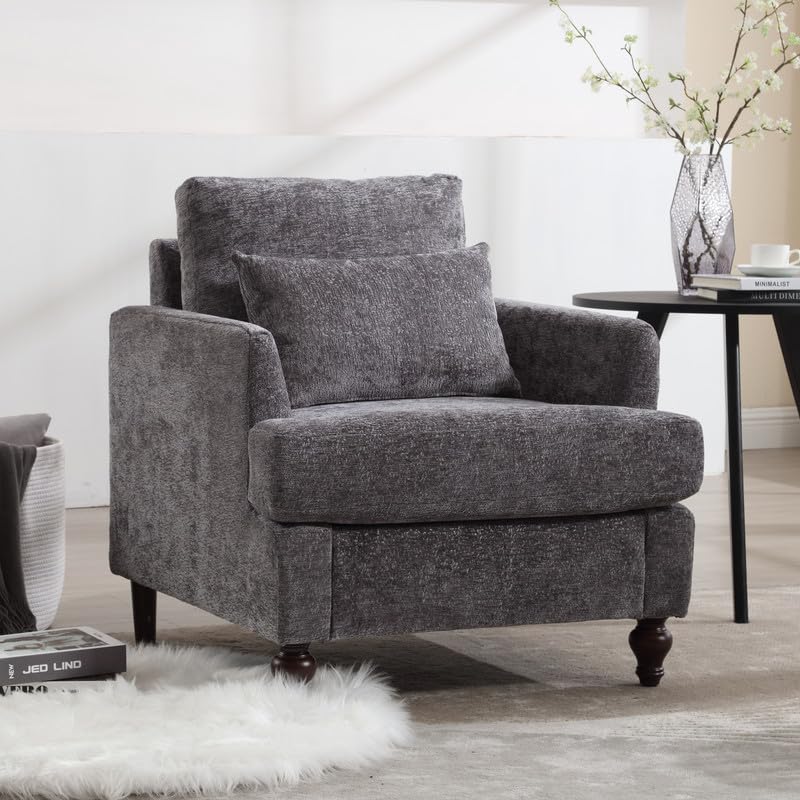 ( incomplete similar )Chenille Sofas Couch for Living Room, 29.5’’ Mid Century Modern Single Sofa Chair, Small Cloud Couch with Deep Seats, Comfy Accent Armchair for Living Room, Apartment, Bedroom, Grey