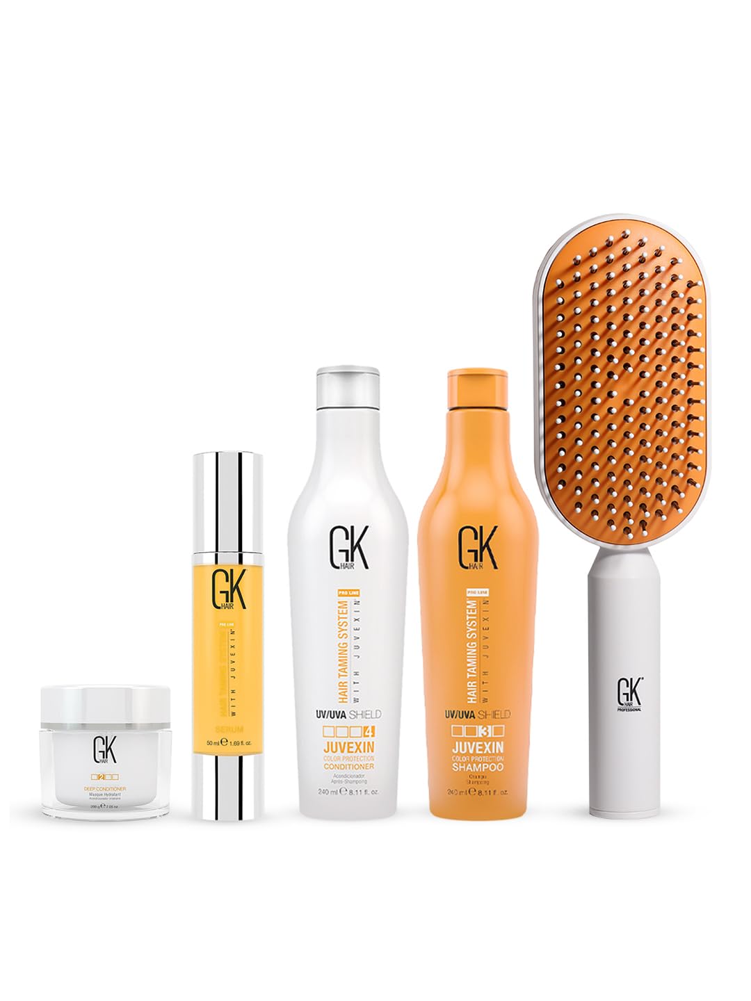 GK Hair Color Shield Duo 240ml + Argan Serum 50ml + Deep Conditioner Mask 200gm with Professional Brush