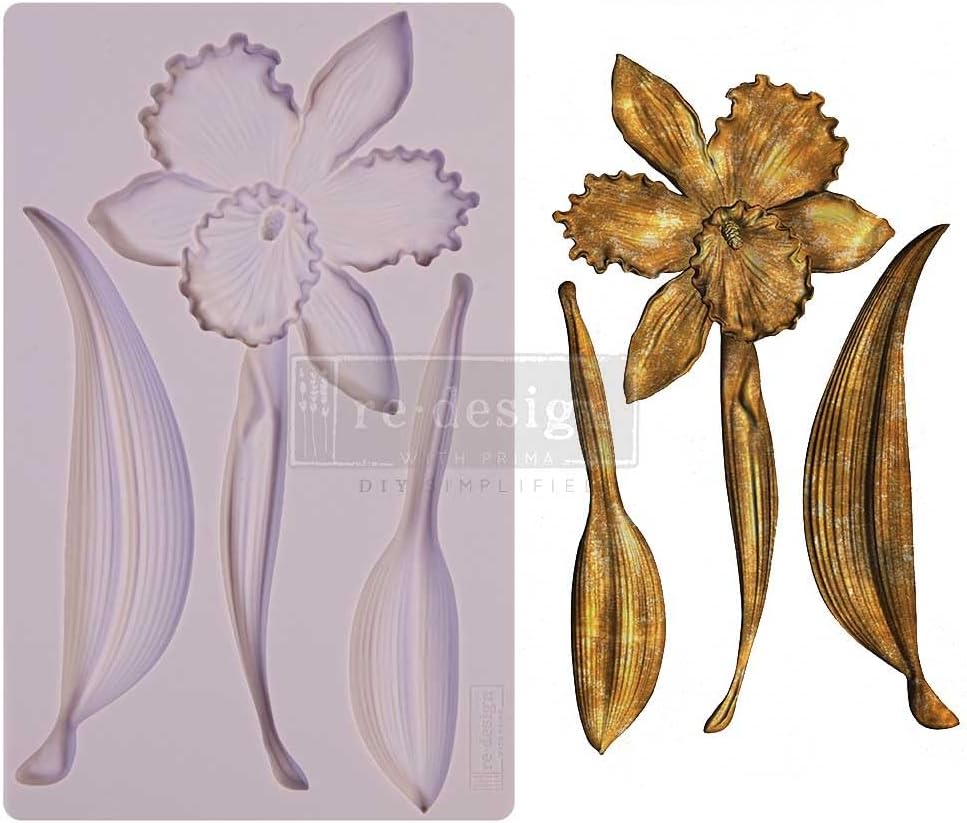 Redesign with Prima Redesign Furniture Decor Moulds® Wildflower 5"x8",8Mm Thickness for Funiture Dresser, Chocolate,Cake,Candy,Backery,Soap,Polymer Clay, earthen Clay,655350650513