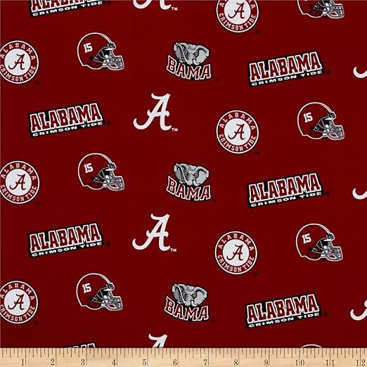 NCAA Alabama Crimson Tide Broadcloth Red, Fabric by the Yard