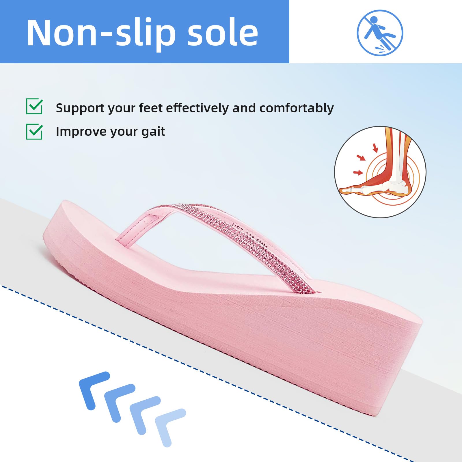 pevino Tongs à Semelles CompenséEs Pour Femmes Sandales Plates D'éTé éLéGantes Et Tendance Pour Femmes, Avec Semelles En Caoutchouc Confortables Pour Marcher à L'ExtéRieur