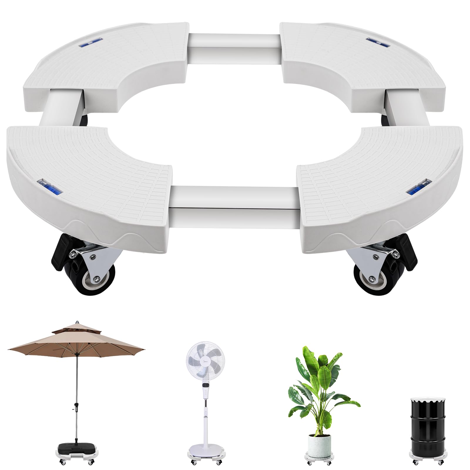 DEWEL Supporto per piante con ruote regolabile 38-51,5 cm, 200 kg,Bianco