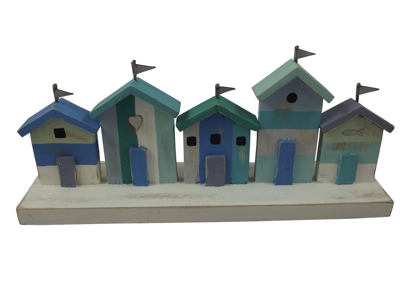 Sponsored Ad – Shoeless Joe Five Marine Coloured Beach Huts in a Row