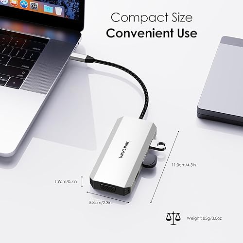 Miniatura 8 de Estación de acoplamiento USB C 7 en 1, adaptador HDMI 4K 60Hz con 2 HDMI, DisplayPort, VGA Hub para 4 monitores, MacBook, Dell, HP, Lenovo