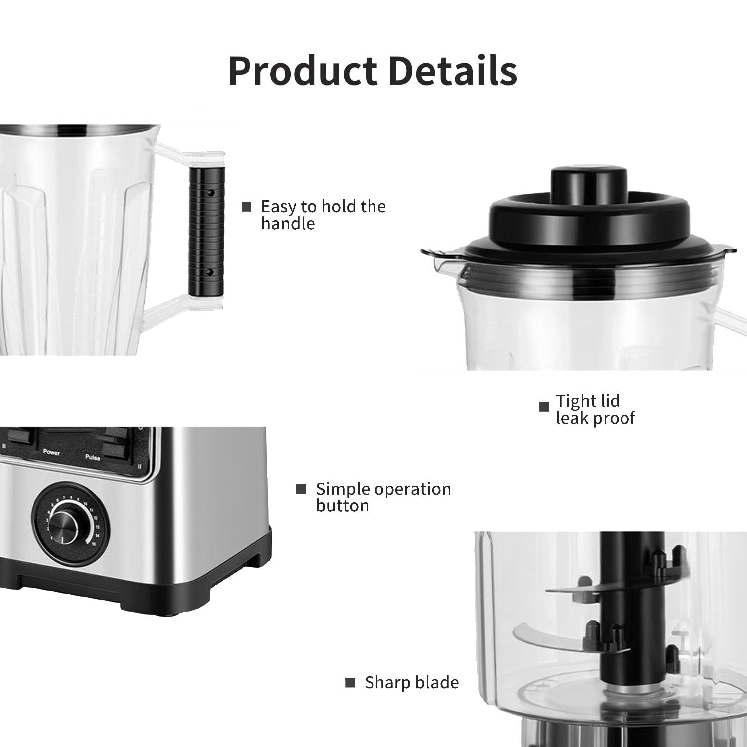 Máquina exprimidora, procesador de alimentos 3 en 1, molinillo de carne silencioso de 6600 W y licuadora de hielo para frutas y verduras, alta salida de jugo, aparato de cocina multifuncional
