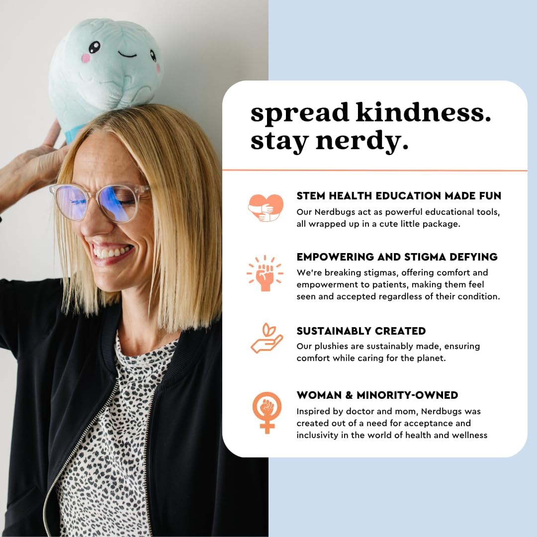 nerdbugs Brain Plush – Cute Psychology & Neuroscience Gift, Mental Health Support Toy, Neurologist Gift, Surgery Recovery Present for Med Students, Kids, Adults & Therapists - Image 4