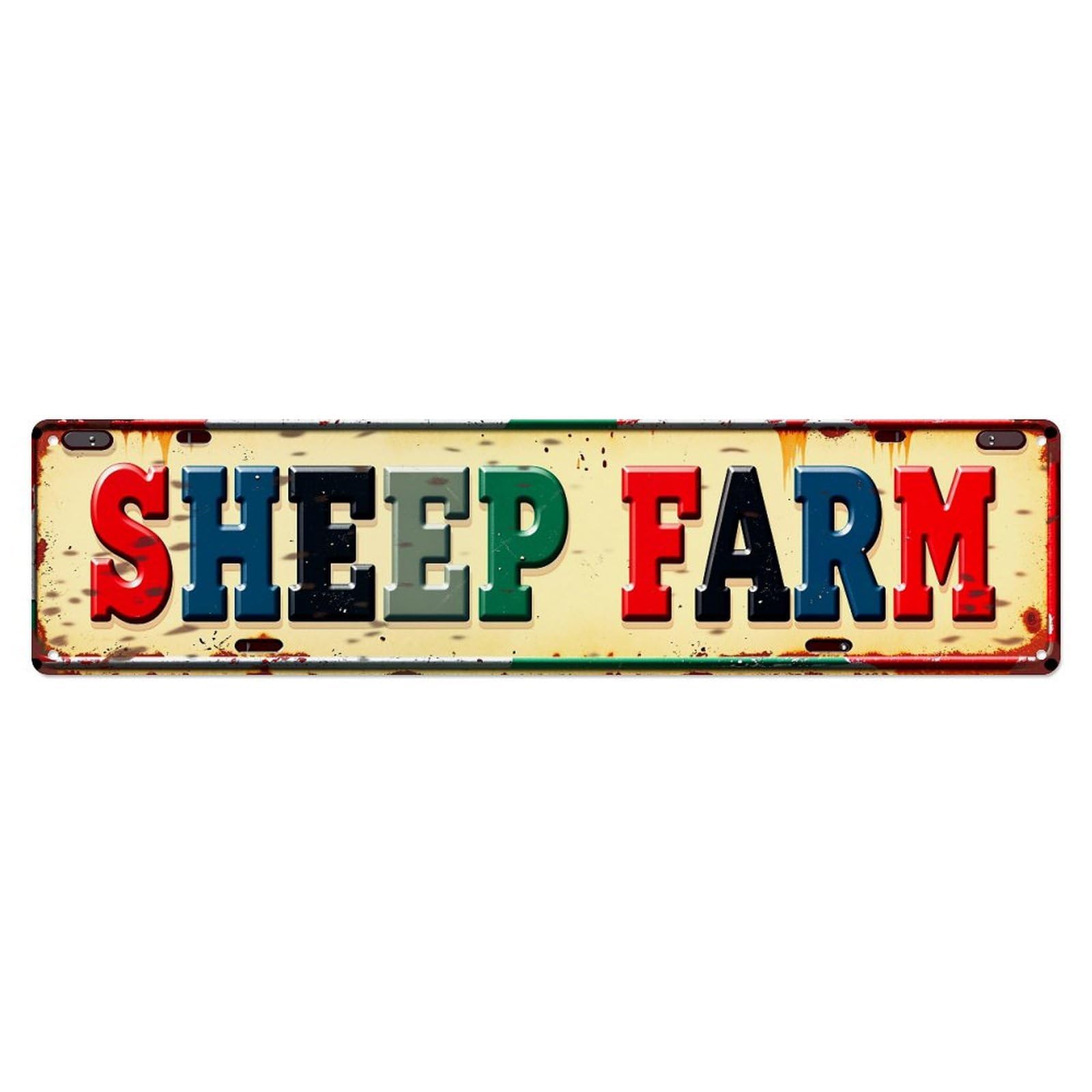 Jdyaojiesheng Vintage Sheep Farm Sign Pattern Print Tin Sign Retro Metal Wall Decor Metal Poster, Home Bar Garage Farmhouse Cafe Wall Art Decoration 4X16inch