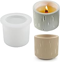 Vista 9 de Caja de almacenamiento de maceta suculenta de rayas redondas, moldes de resina epoxi de yeso, tarro de vela simplicidad, molde de silicona