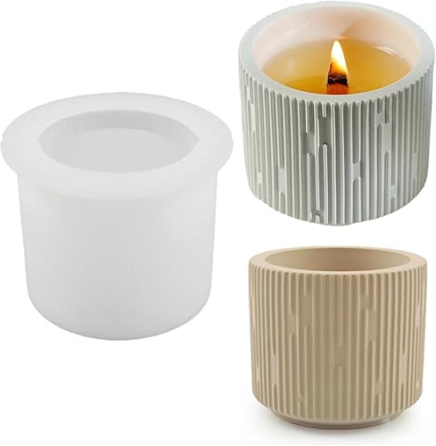 Miniatura 9 de Caja de almacenamiento de maceta suculenta de rayas redondas, moldes de resina epoxi de yeso, tarro de vela simplicidad, molde de silicona