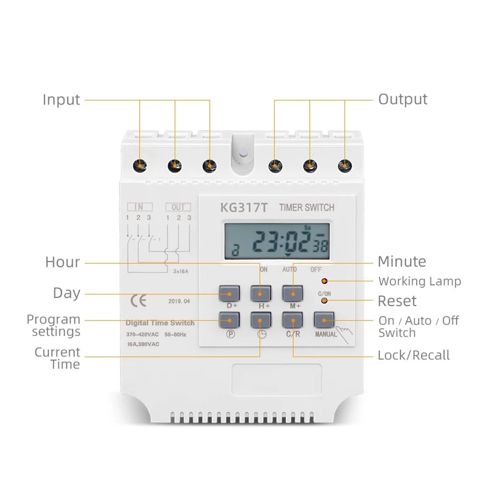 Interruptor Temporizador 380V 415V, Temporizador trifásico, Interruptor horario Digital programable semanal de 7 días