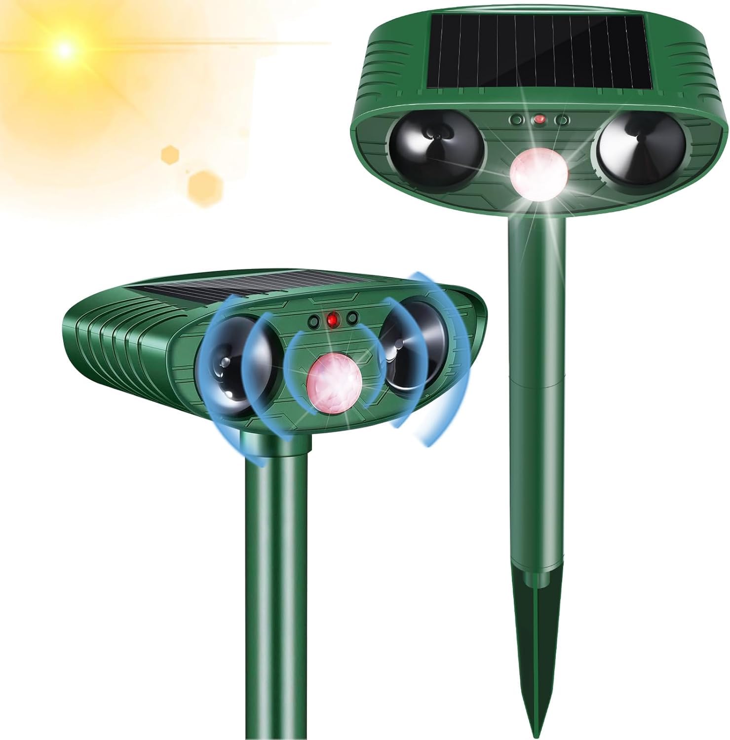 Professionnel Répulsif Chats,1pcs Répulsif Ultrasons Énergie Solaire Étanche pour Éloigner Répulsif Animaux Ultrasound Répulsif pour Chien, Chat, Lapins, Renards