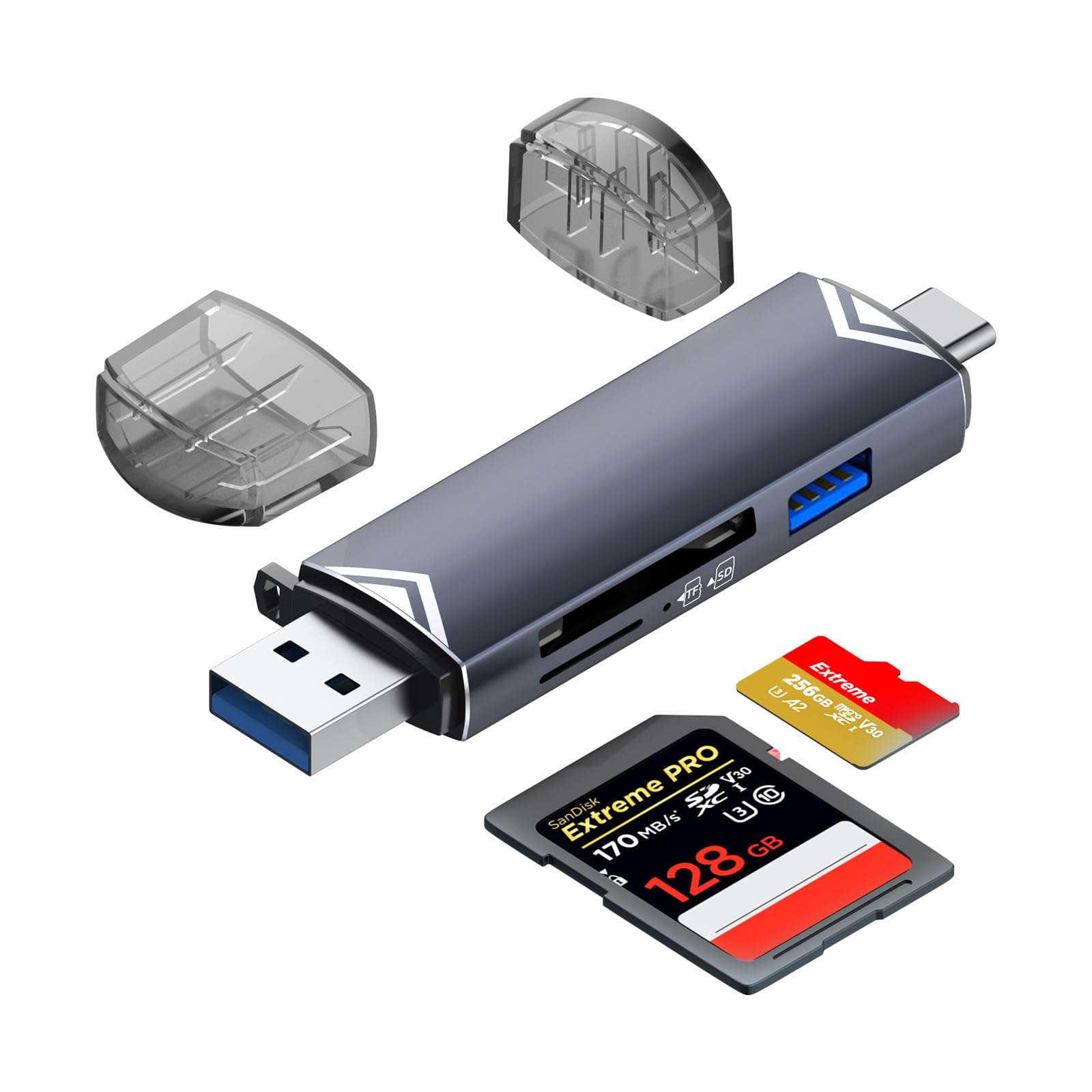 Lettore di schede SD, adattatore 3-in-1 Hi-Speed USB C e USB 2.0 Micro SD Card Reader OTG per MMC/TF/SDXC/SDHC/Micro SDXC, compatibile con iPhone 16 Pro Max/16/15 telefoni cellulari, computer, ecc.