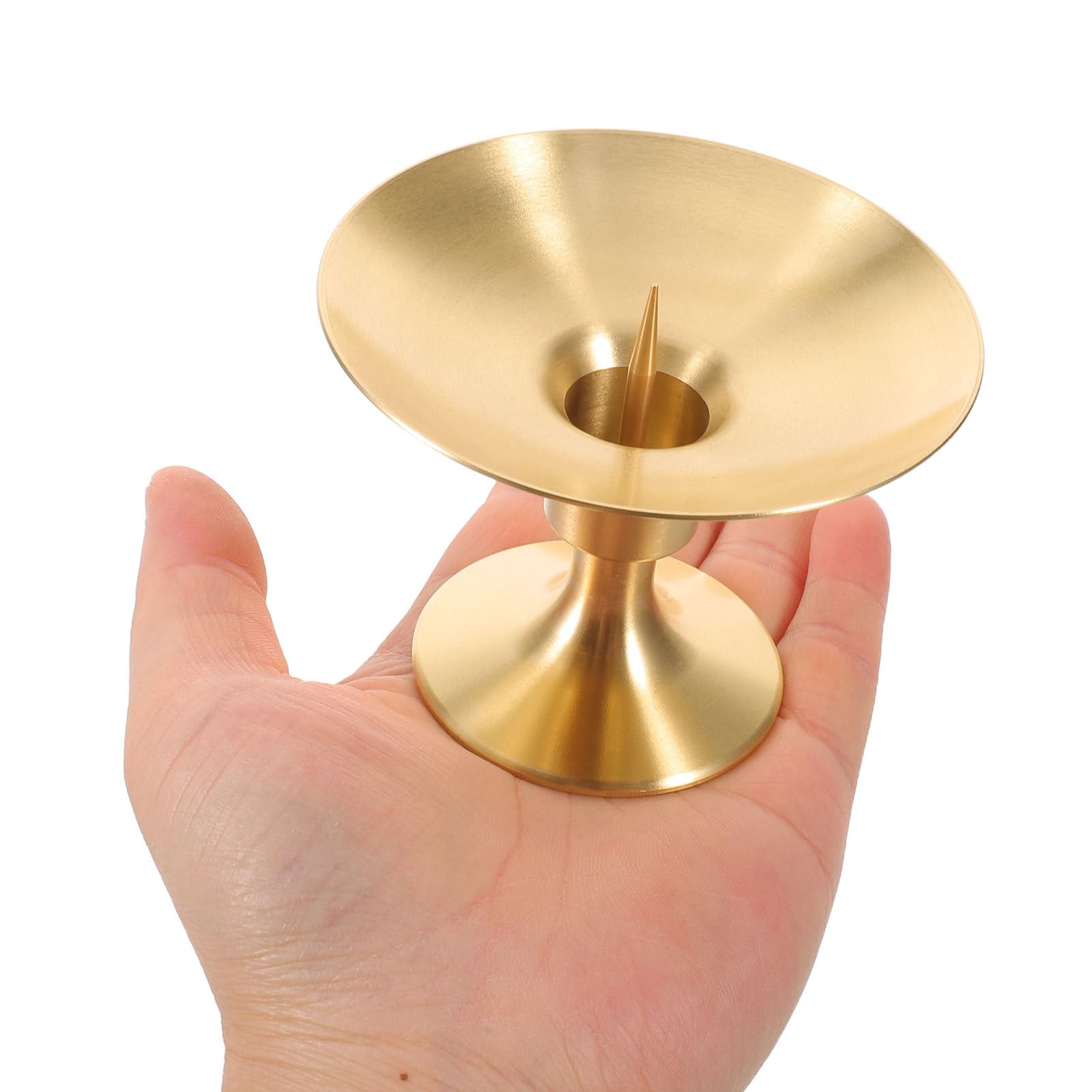 Portacandele a colonna tradizionale - Portacandele a cono retrò - Candeliere decorativo con ago per il culto del Buddha e decorazioni zen, 3,5x2,4 pollici