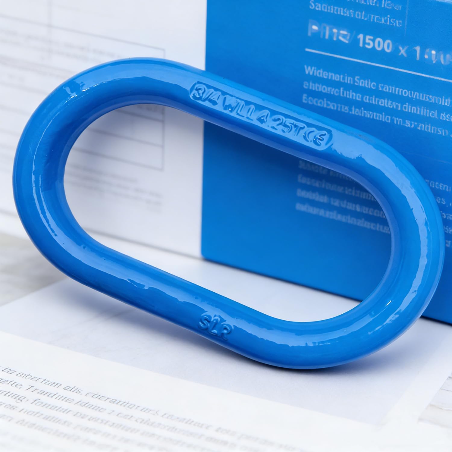 Lyplus Anello di sollevamento a catena oblungo, in acciaio di grado 80, resistente, per applicazioni di sollevamento e sartiame, blu (4263,8 kg-1Pack)