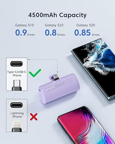 Miniatura 3 de Kuulaa Cargador portátil USB C Power Bank 4500mAh pequeño cargador de teléfono portátil Android compacto enchufable paquete de batería portátil