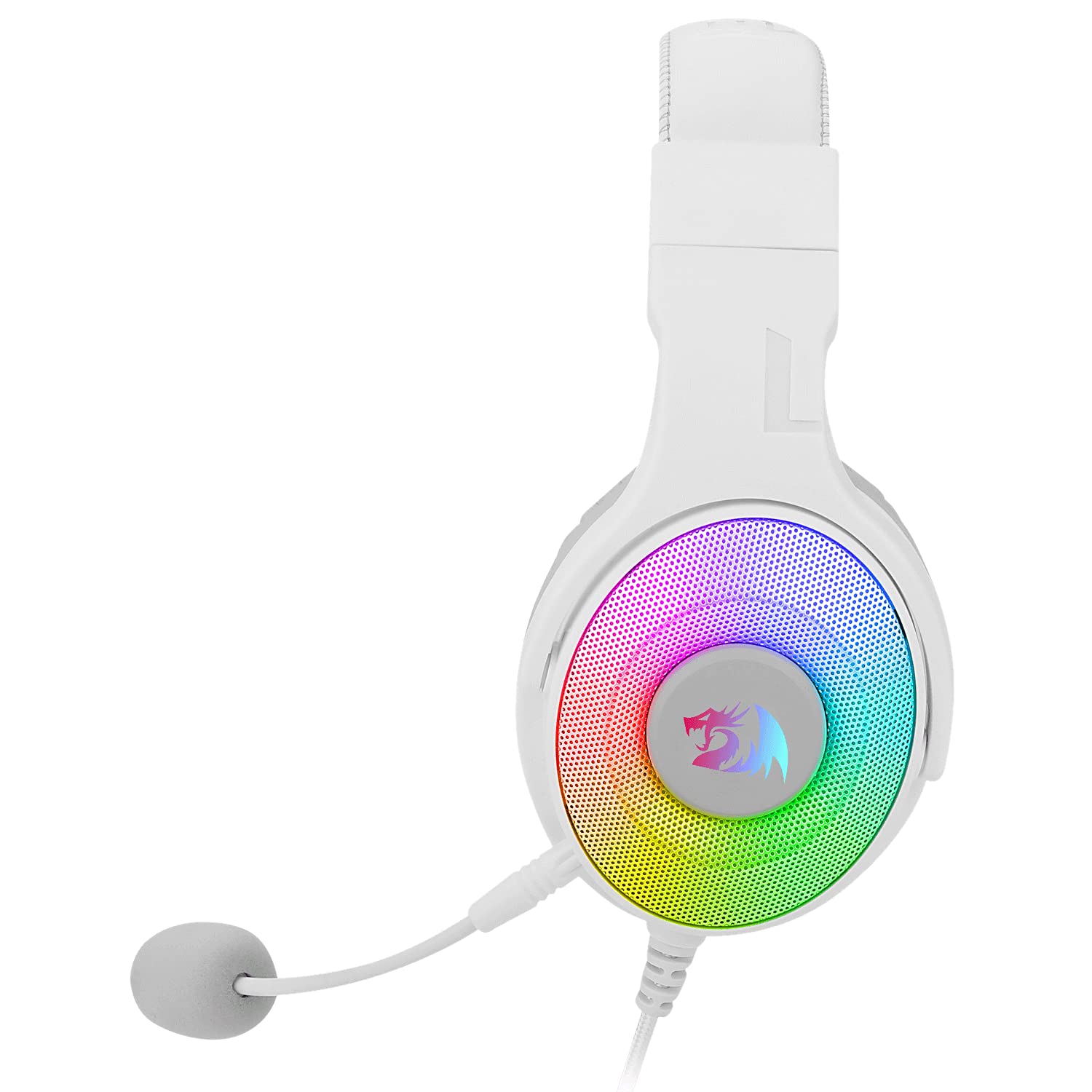 Redragon Pandora 2 H350W RGB Cascos Gaming Blancos - Audio de Alta Definición + Potentes Bajos - Auricular Gaming con Micrófono extraíble, Almohadillas Grandes - Funciona en PC/PS4/XBOX One/NS