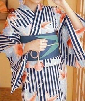 Amazon.co.jp: 金魚の紺浴衣 浴衣綿 変わり織り 最高級出目金で