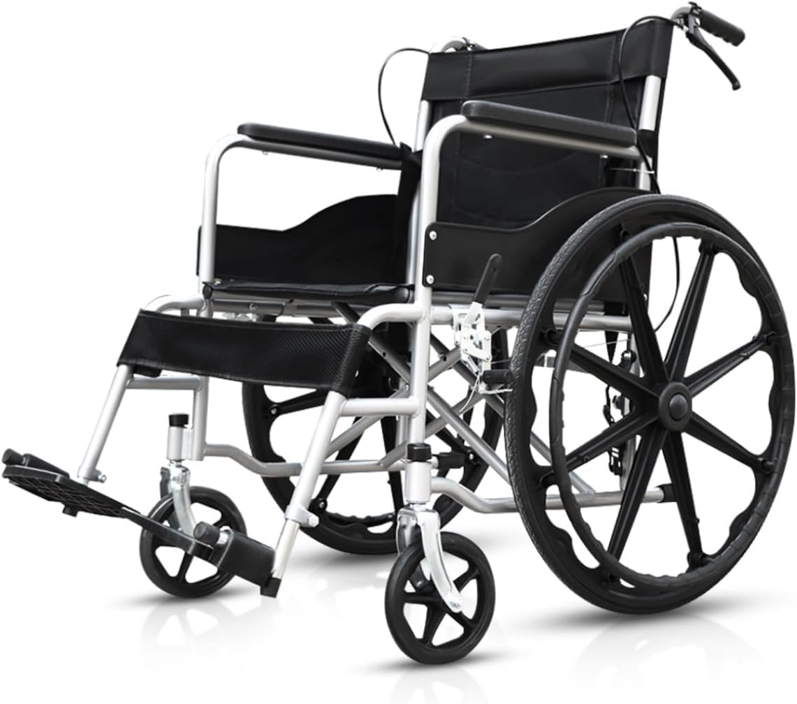 YGNVMCXJG Transfer Wheelchair Lightweight Foldable, Travel Wheelchair for Adults & Seniors, Lightweight Transport Wheelchair for Airplane Travel
