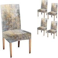 Vista 44 de TOMWISH Fundas para Sillas De Comedor 6, Fundas para sillas de comedor, pintura de arte abstracto, funda extraíble elástica de elastano para silla