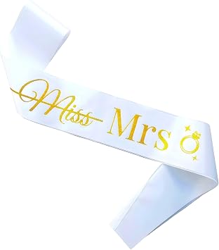 Bride to Be Sash, White Bachelorette Hen Party Decorations with Gold Miss Mrs, Funny Bridal Shower Gifts for Women, Future Wifey Engaged Era Supplies, I Said Yes Wedding Proposal Favors