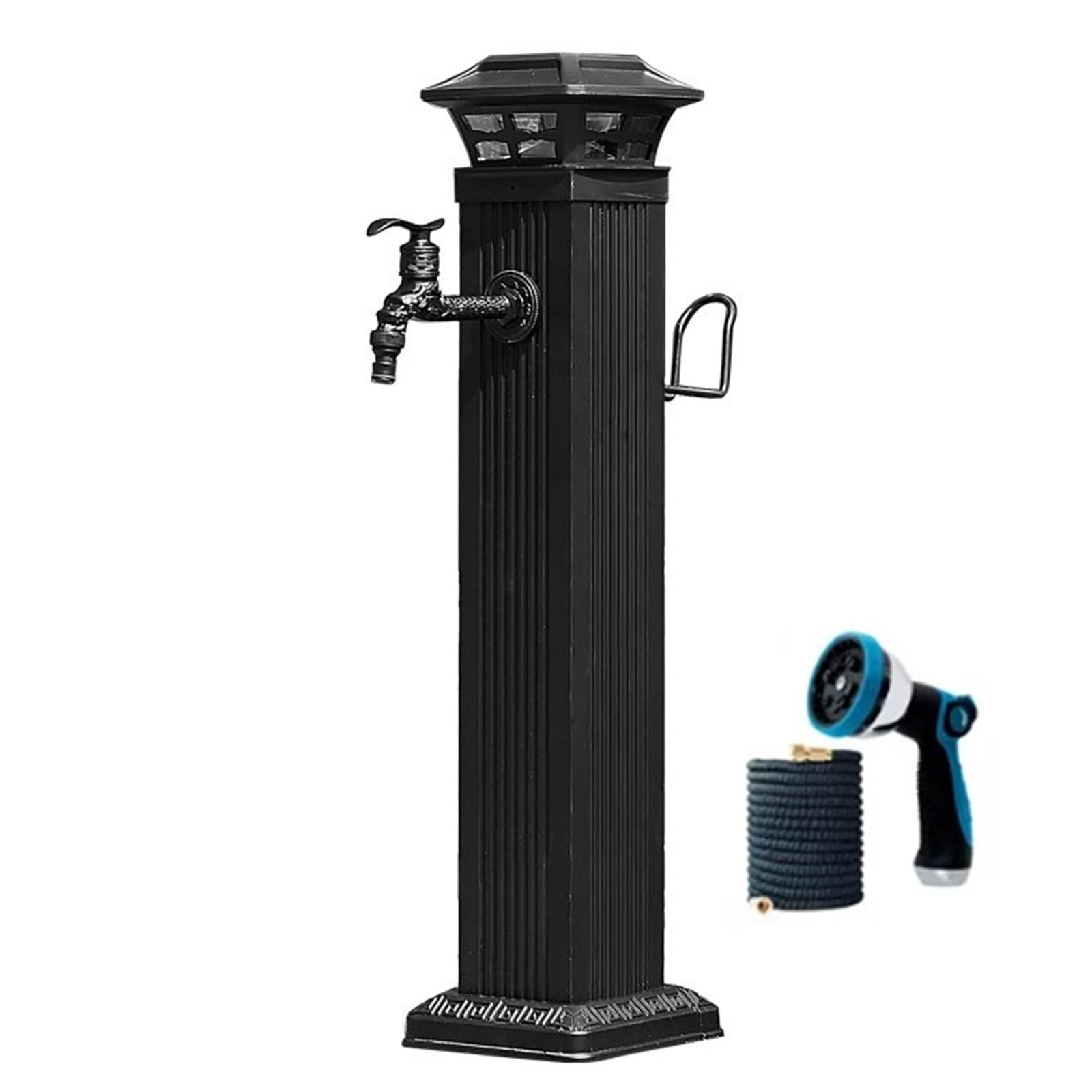 Solar Outdoor Water Column Garden Water Tap, Aluminum Frost Proof Yard Hydrant with Faucet, Suitable for Exterior Patio Backyard and Law(65.5cm/26in)