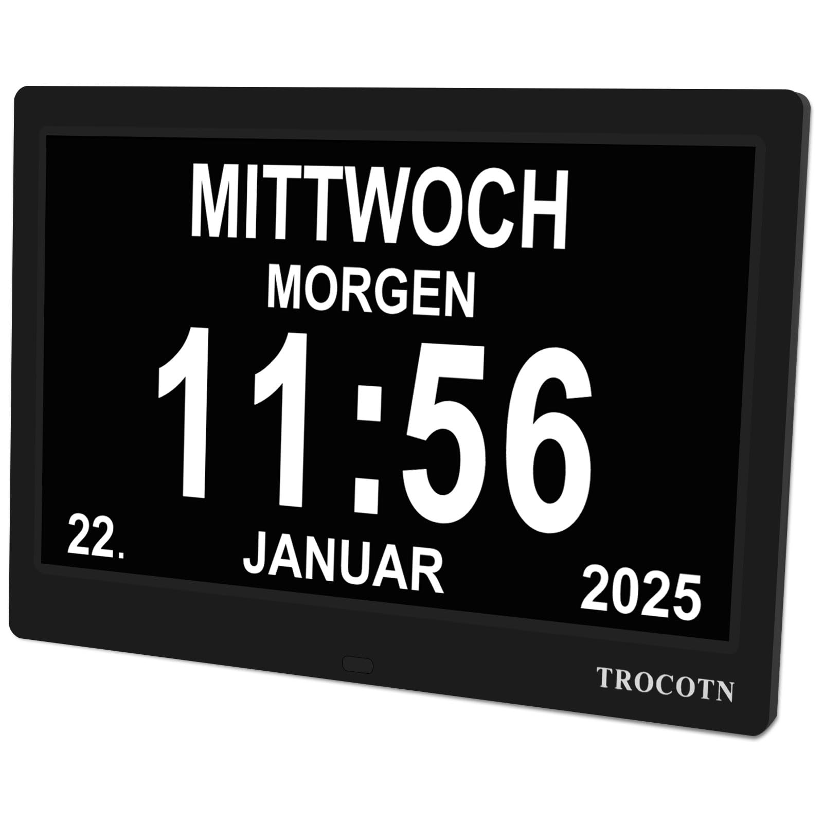 TROCOTN Digitale Uhr Tagesuhr Großes Display Wecker Wanduhr
