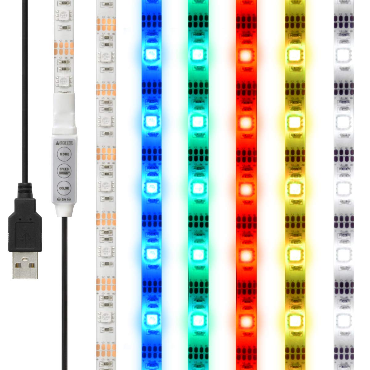 Amazon.co.jp: (光のカラーを全20色に切替可能) LEDテープライト 貼