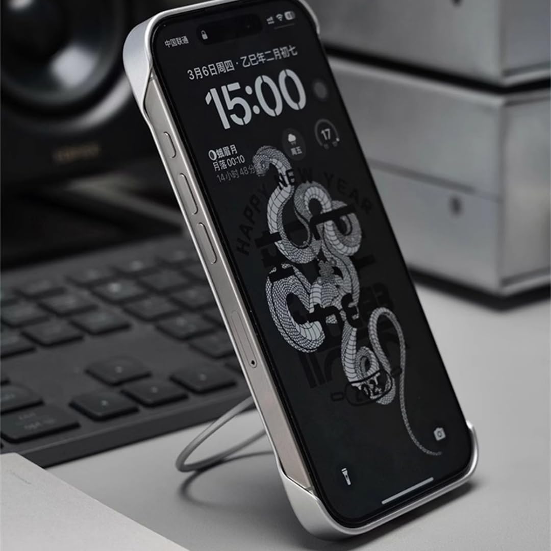 Custodia magnetica ultra sottile senza cornice con texture in tessuto per iPhone 17 Air 16 Pro Max 15 14 con ricarica wireless e custodia rigida senza bordi (per iPhone 17 Pro Max/Nero)