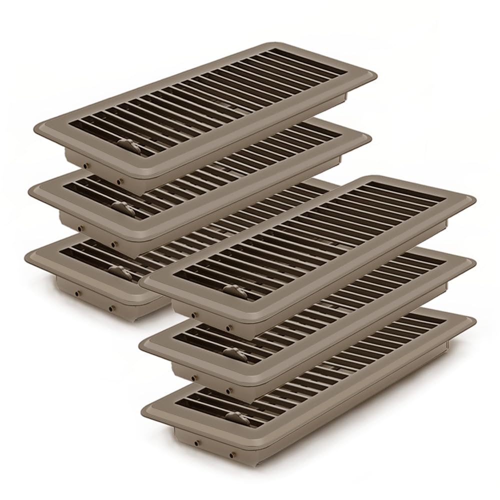 Grilles d'aération de sol marron en acier 10,2x30,5 cm faciles à régler pour bouche de chauffage