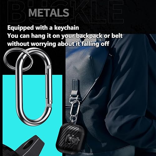 Miniatura 5 de Funda para AirPods Pro de 2 generación, calavera con cerradura y llavero para hombres, divertida fibra de carbono de cuerpo completo, a prueba de