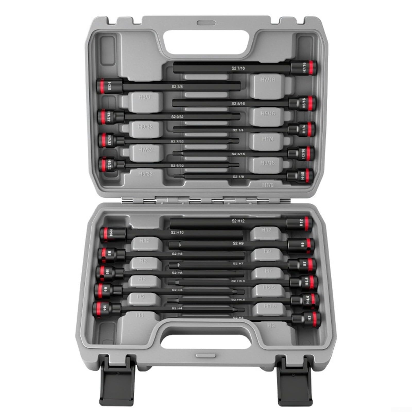 Kit di cacciaviti a bussola a gambo lungo, 3/8 unità in acciaio al cromo vanadio, strumenti di misurazione doppi per manutenzione meccanica, 20 pezzi (set da 24 pezzi)