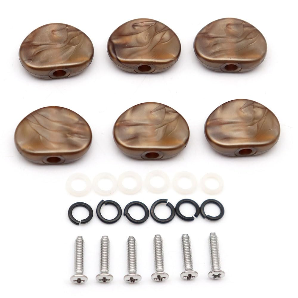 Guitar Part for 6Pcs Guitar Tuners Machine Tuning Pegs Large Elliptical Shape Buttons for Electric Guitar Parts(Color:Coffee)