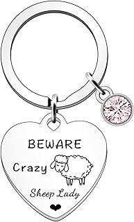 Sheep Gifts for Women Sheep Gifts Sheep Keyring Keychain Sheep Lovers Gift Beware Crazy Sheep Lady
