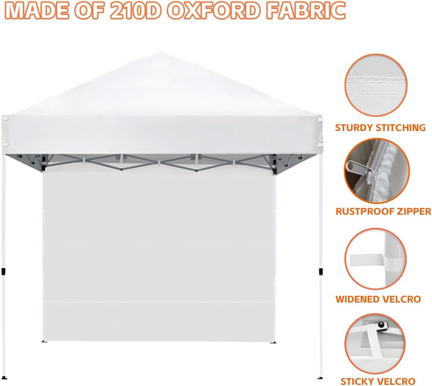 Canopy Sidewalls for 10x10 Pop Up Tent Gazebo Frame, 2 Pack SunWalls, White (2PCS Side Panel Only, Frame NOT Included)