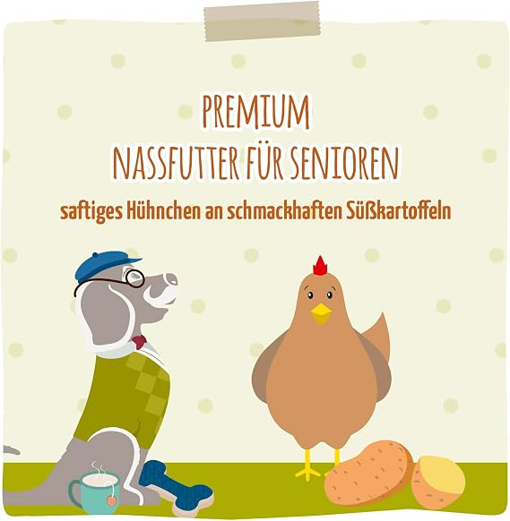 MjAMjAM - Premium Wet Food for Dogs - Senior - Juicy Chicken on Tasty Sweet Potatoes Pack of 6 (6 x 400 g) Grain-Free