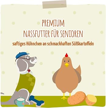 MjAMjAM - Premium Wet Food for Dogs - Senior - Juicy Chicken on Tasty Sweet Potatoes Pack of 6 (6 x 400 g) Grain-Free