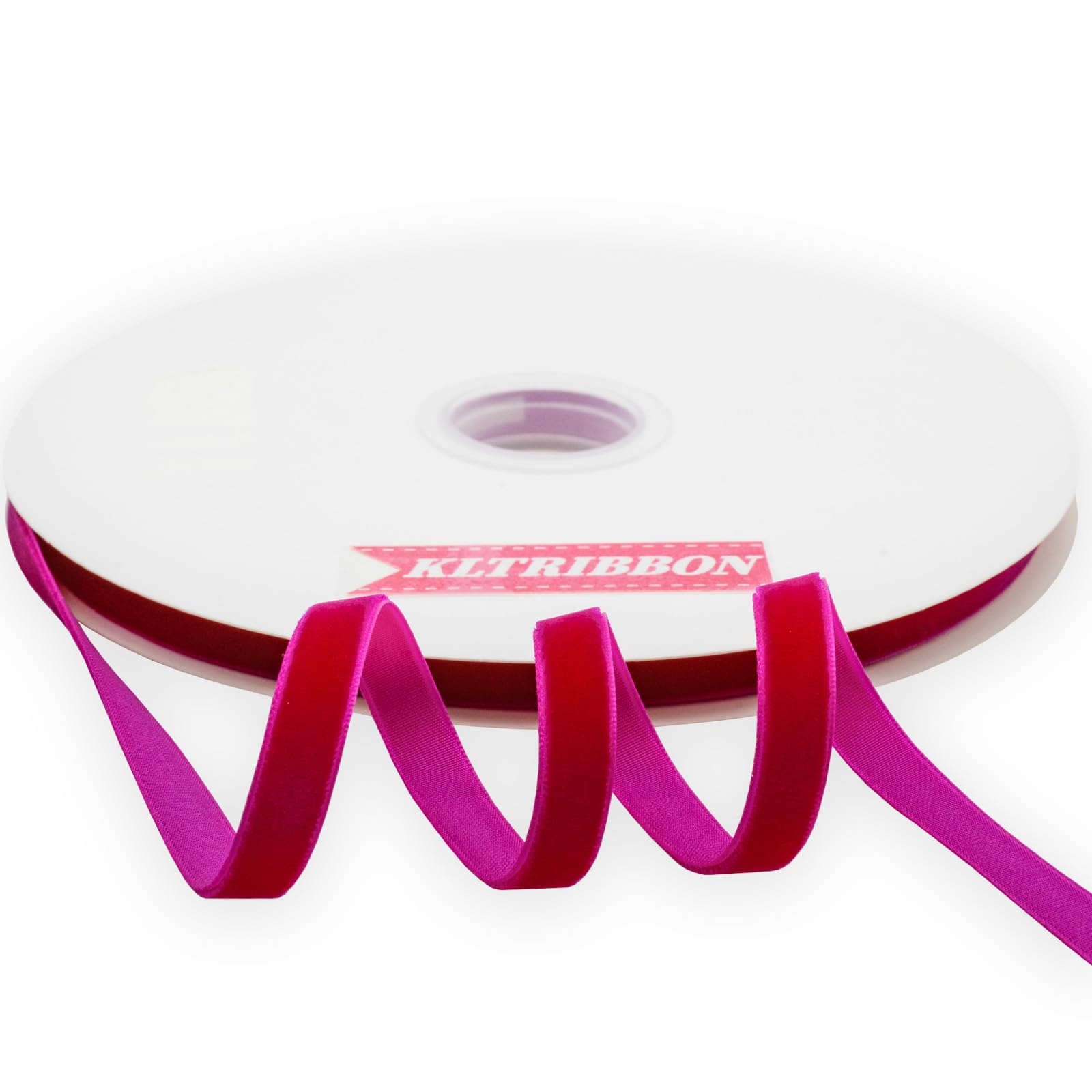 KLTRIBBON Nylon Single Face Velvet Ribbon,3/8 Inch X 25 Yards Spool (Shocking Pink) โ image 1