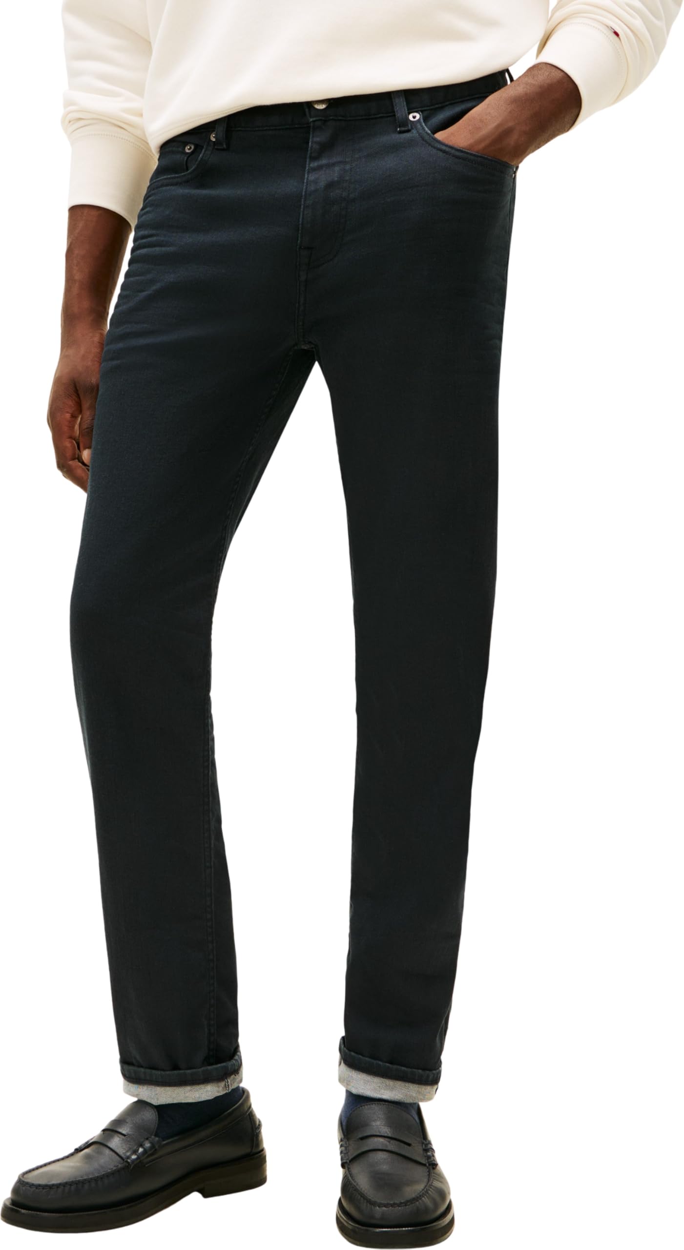 Tommy Hilfiger Men Straight Denton STR Brent Black MW0MW41900 Straight, Denim, 36W / 36L