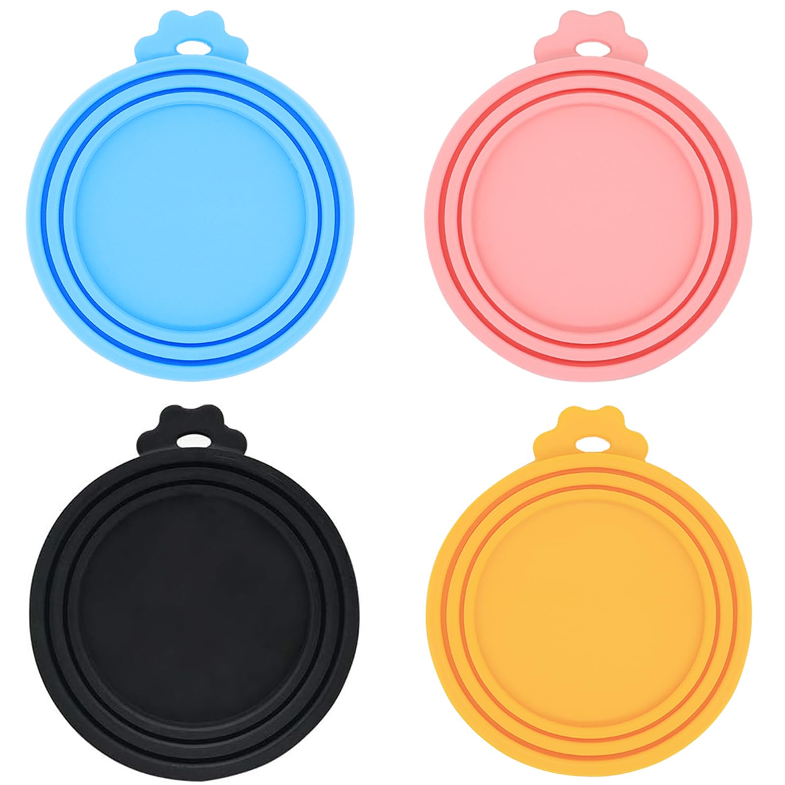 IVIA PET Food Can Covers/4 Pack/Universal BPA Free Silicone Dog Cat Tin Lids for Dog and Cat Food/Fits All Standard Size Can Tops for Pet Food Storage