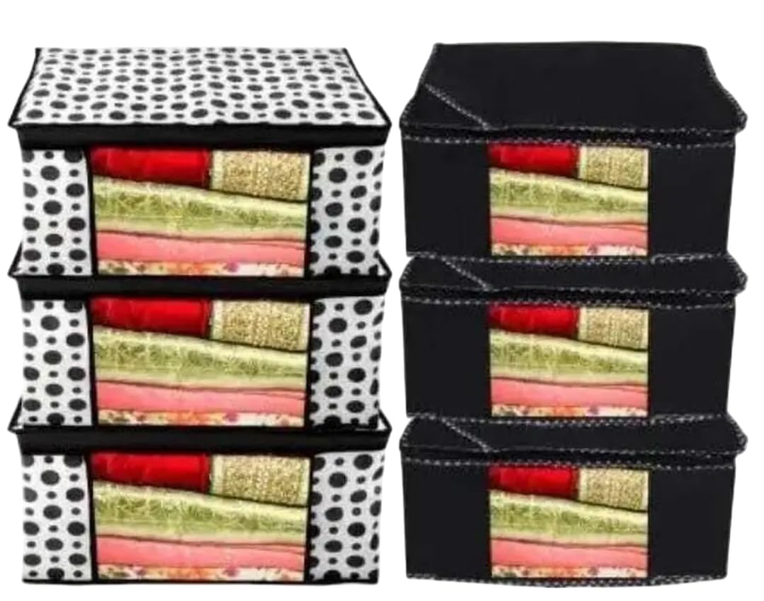Saree Cover Storage Bags with Transparent Window, Non-Woven Fabric Wardrobe Organizer, Dust and Moisture Proof, Foldable, Multicolor, Set of 4